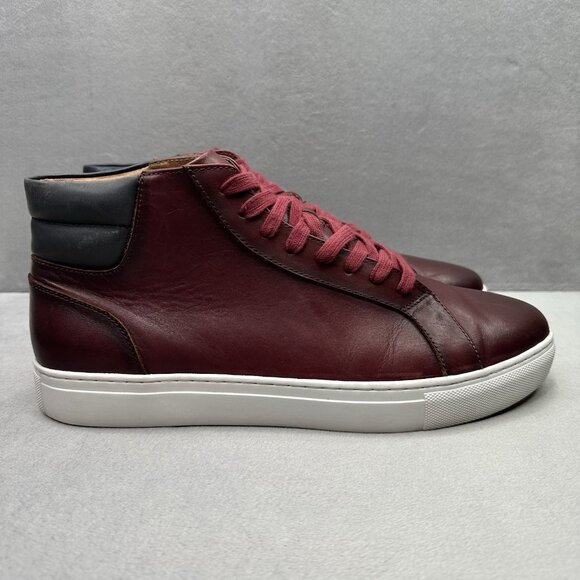 Marc Nolan Camden Mens Size 10 Shoes Ruby Red Calfskin Leather High Top Sneakers